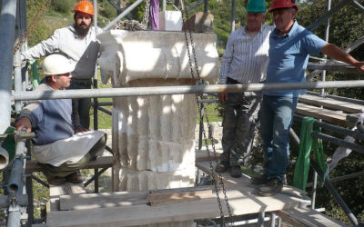 Αναστήλωση του κίονα του αναθηματικού μνημείου των Πτολεμαίων στην Ολυμπία